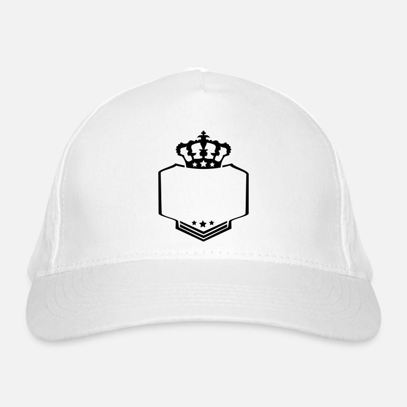 frame border text king crown crest logo Organic Baseball Cap