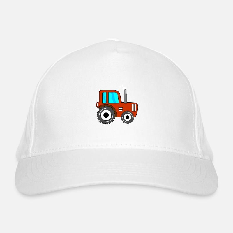 Roter Traktor Jungen Kindertraktor - Bio-Baseballkappe - Weiß