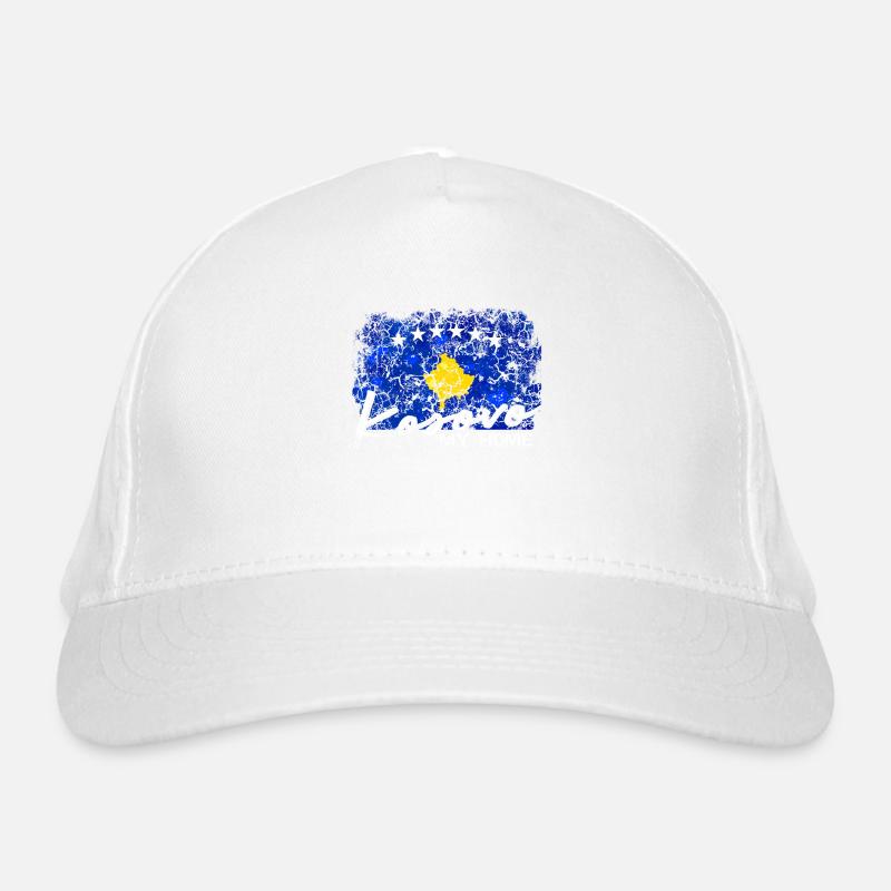 Kosovo Gift - Bio-Baseballkappe - Weiß