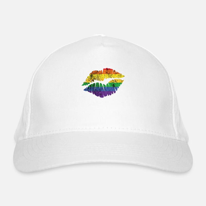 LGBT Rainbow Lips - Bio-Baseballkappe - Weiß