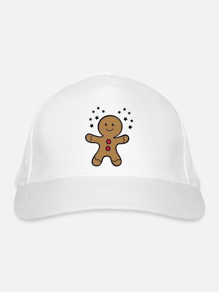 lebkuchenmann_2 - Bio-Baseballkappe - Weiß - Vorne
