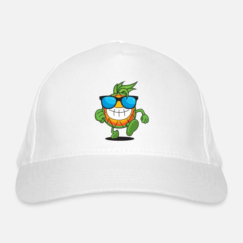 Cool Ananas mit Sonnenbrille | Sommer | Gute Laune - Bio-Baseballkappe - Weiß