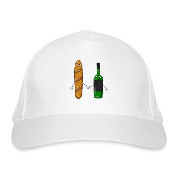 Baguette Wine - Organic Baseball Cap - white - Front