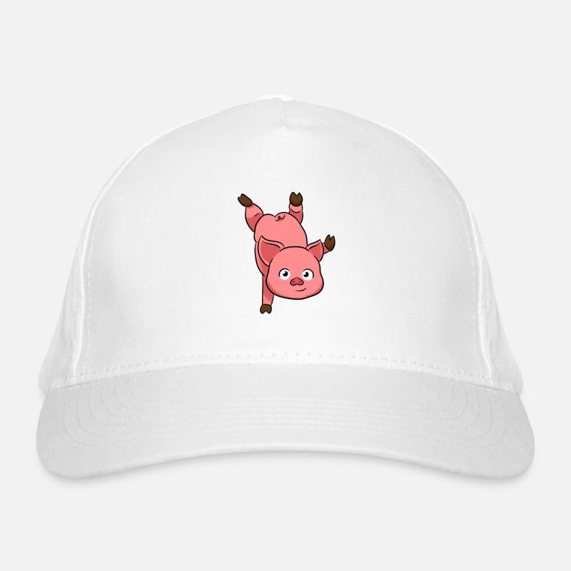 Pig handstand - Organic Baseball Cap - white