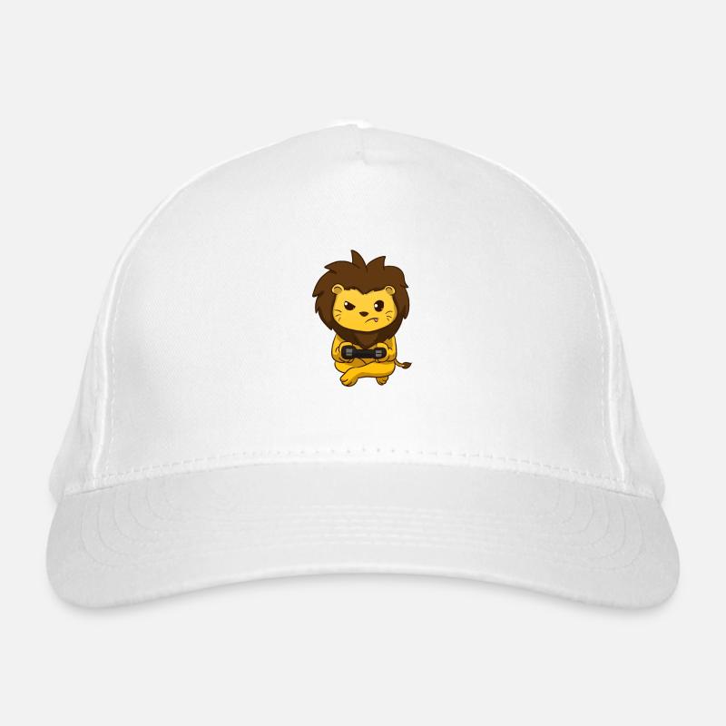 Gaming Löwe - Bio-Baseballkappe - Weiß