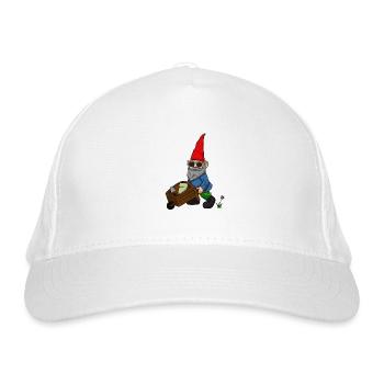 Dwarf garden gnome wheelbarrow gardener gardening - Organic Baseball Cap - white - Front