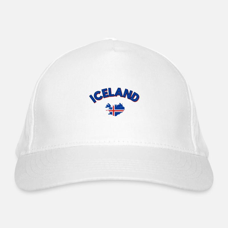 Isländische Flagge über Kartenumriss Bio-Baseballkappe