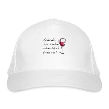 Wein Spruch - Bio-Baseballkappe - Weiß - Vorne