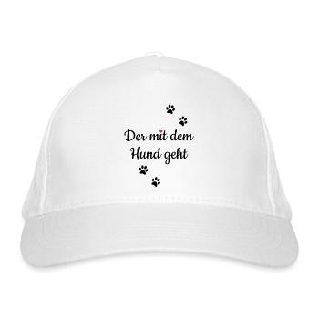 Hund Er Gassi Spruch lustig witzig Haustier Idee - Bio-Baseballkappe - Weiß - Vorne