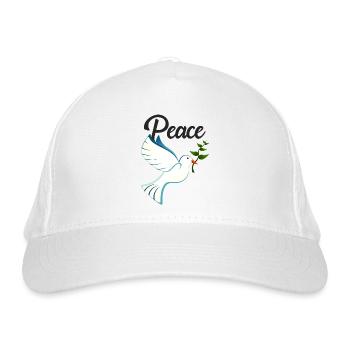 PEACE Friedenstaube - Bio-Baseballkappe - Weiß - Vorne