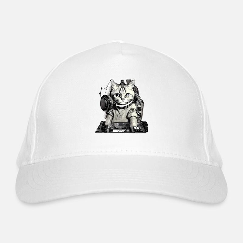DJ cat avec table de mixage Casquette classique bio