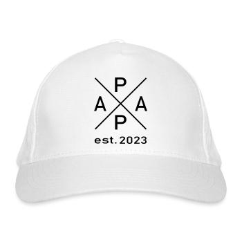 Papa est. 2023 - Bio-Baseballkappe - Weiß - Vorne