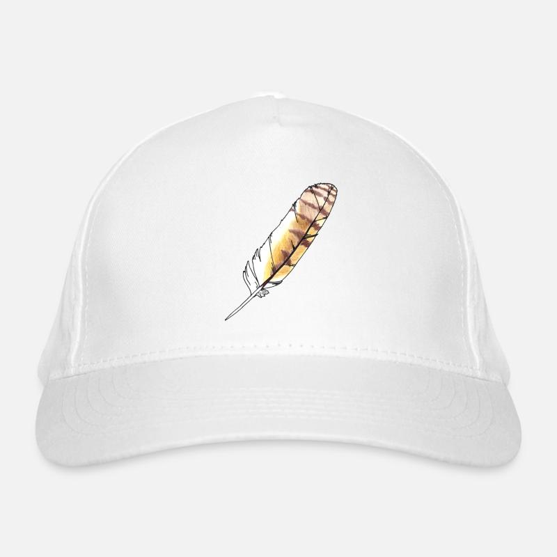 Feather brown-yellow hand-drawn (long-eared owl) Organic Baseball Cap