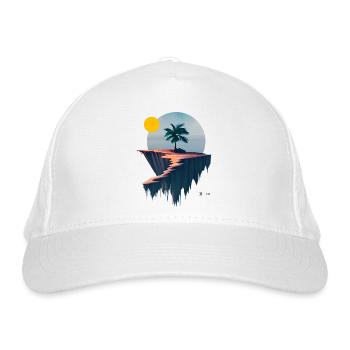 Fliegende Palmeninsel - Bio-Baseballkappe - Weiß - Vorne