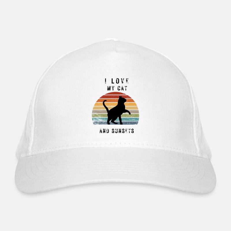 J’adore mon chat et mes couchers de soleil Casquette classique bio