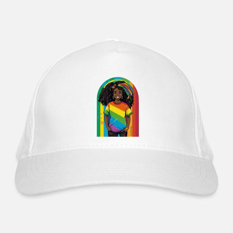 Lebendige Regenbogen-Porträtkunst Bio-Baseballkappe