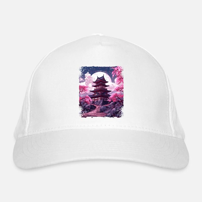 Kirschblüten-Sakura-Baum in einer Tempel-Dampfwelle Bio-Baseballkappe