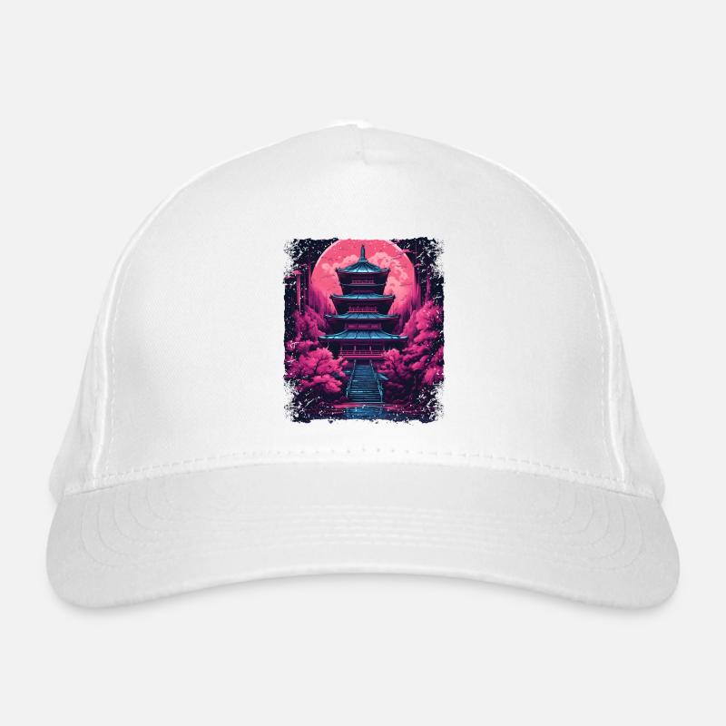 Vaporwave Cherry Blossom Sakura Tree in a Temple Organic Baseball Cap