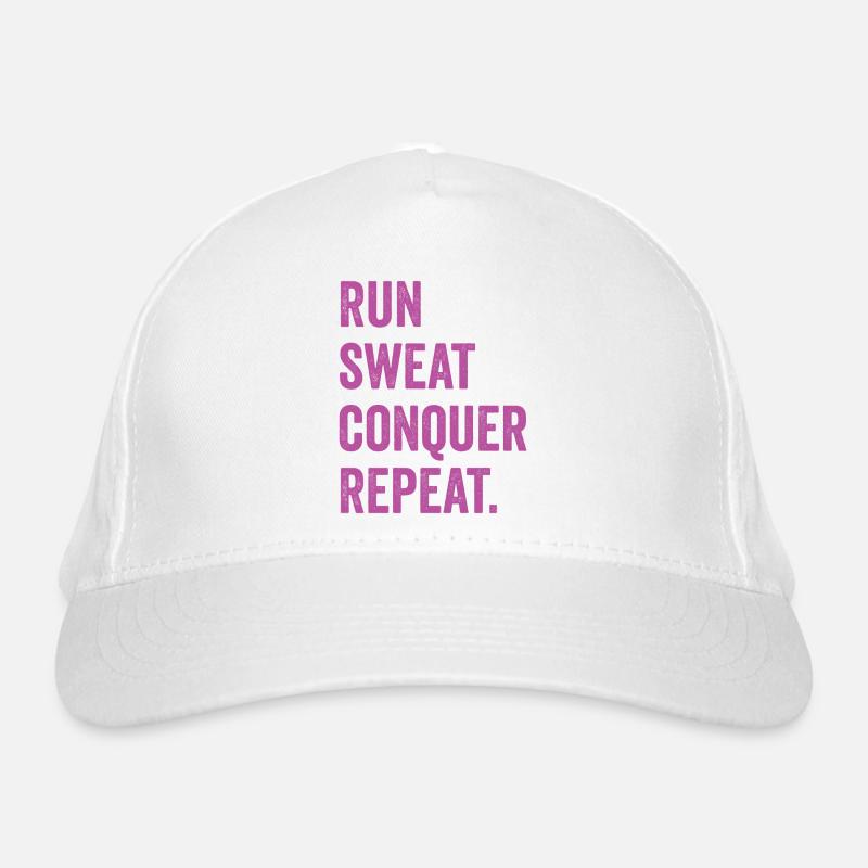 Run. Sweat. Conquer. Repeat. Organic Baseball Cap