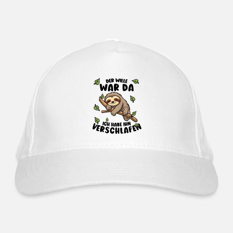 Faultier Lustiger Spruch: Der Wille war da Bio-Baseballkappe