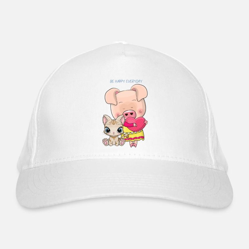 Deux cochons de dessins animés mignons Casquette classique bio