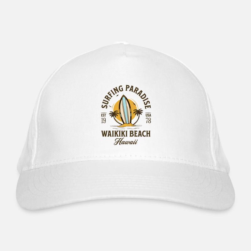 Waikiki Beach Hawaii Paradis du surf Casquette classique bio
