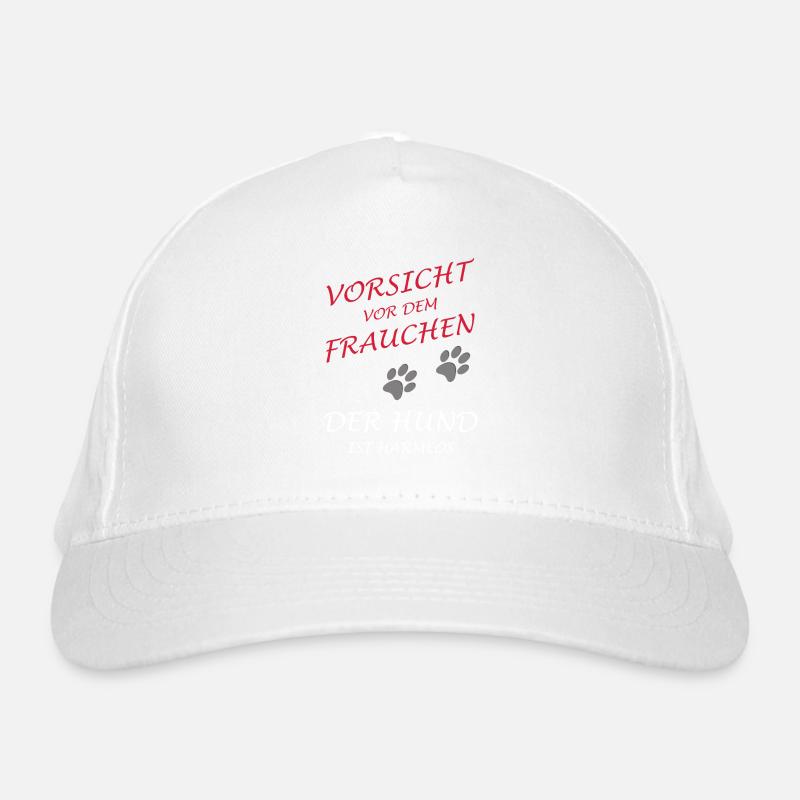 Vorsicht vor dem Frauchen - Hund, Gassi, Backprint Bio-Baseballkappe