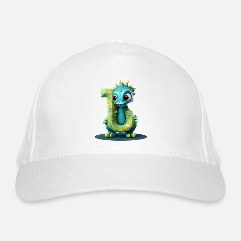 Blauer Drache mit Buchstabe J Alphabet Bio-Baseballkappe