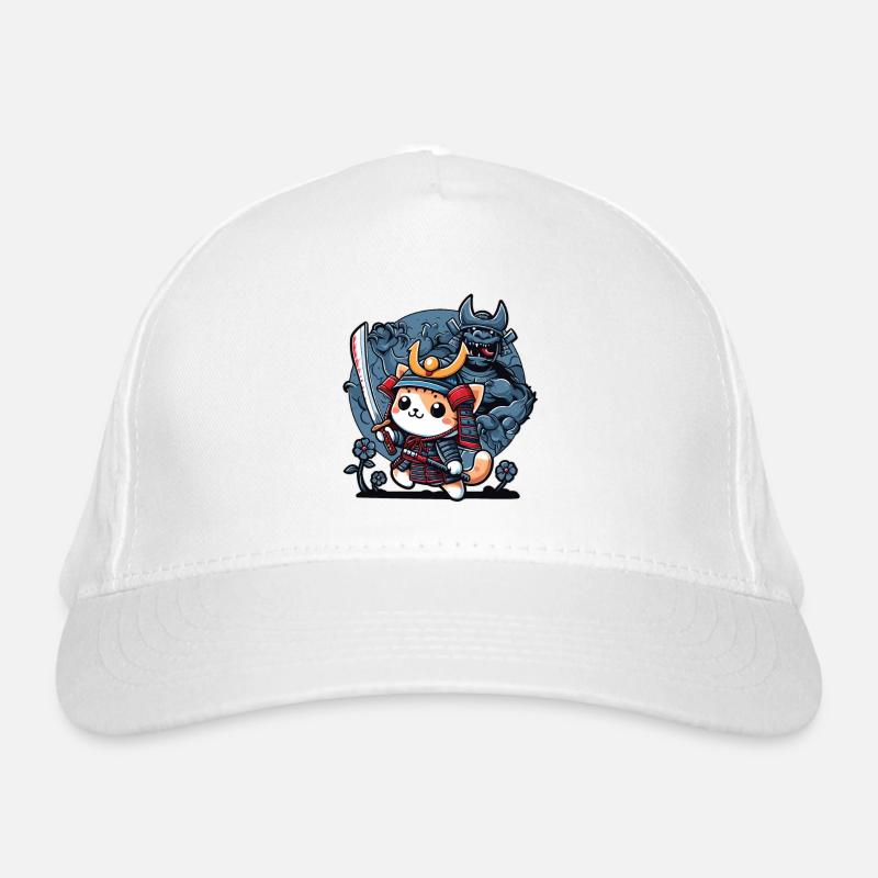 Samurai-Ninja-Katze und Monster dahinter Bio-Baseballkappe