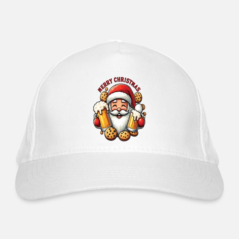 Weihnachtsmann mit Bier und Keksen Bio-Baseballkappe