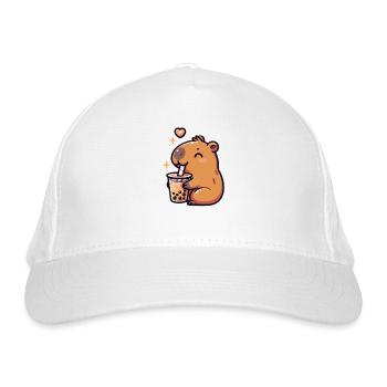 Capybaras trinken Bubble Tea kawaii Boba Capybara - Bio-Baseballkappe - Weiß - Vorne