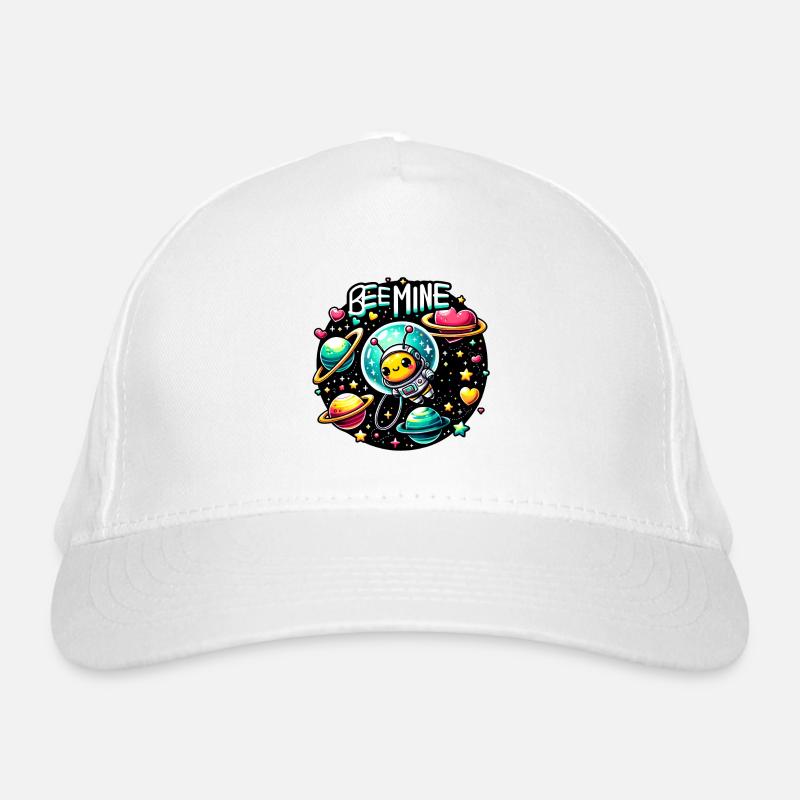 Bee Mine: Astronaut Bee Planets & Hearts Playful Organic Baseball Cap
