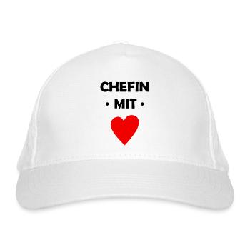 Chefin mit Herz - Bio-Baseballkappe - Weiß - Vorne