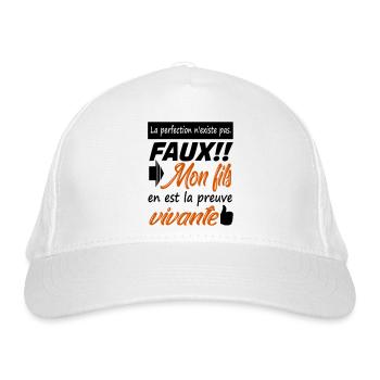 Mon fils la perfection | Humour | Cadeau - Casquette classique bio - blanc - Devant