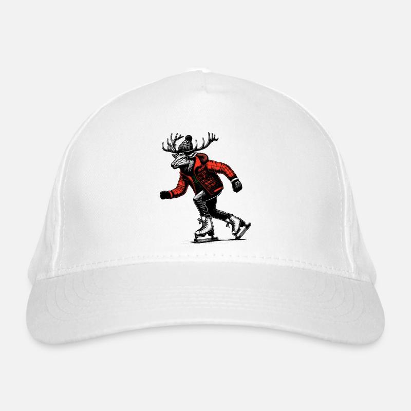 Ice skating moose Organic Baseball Cap