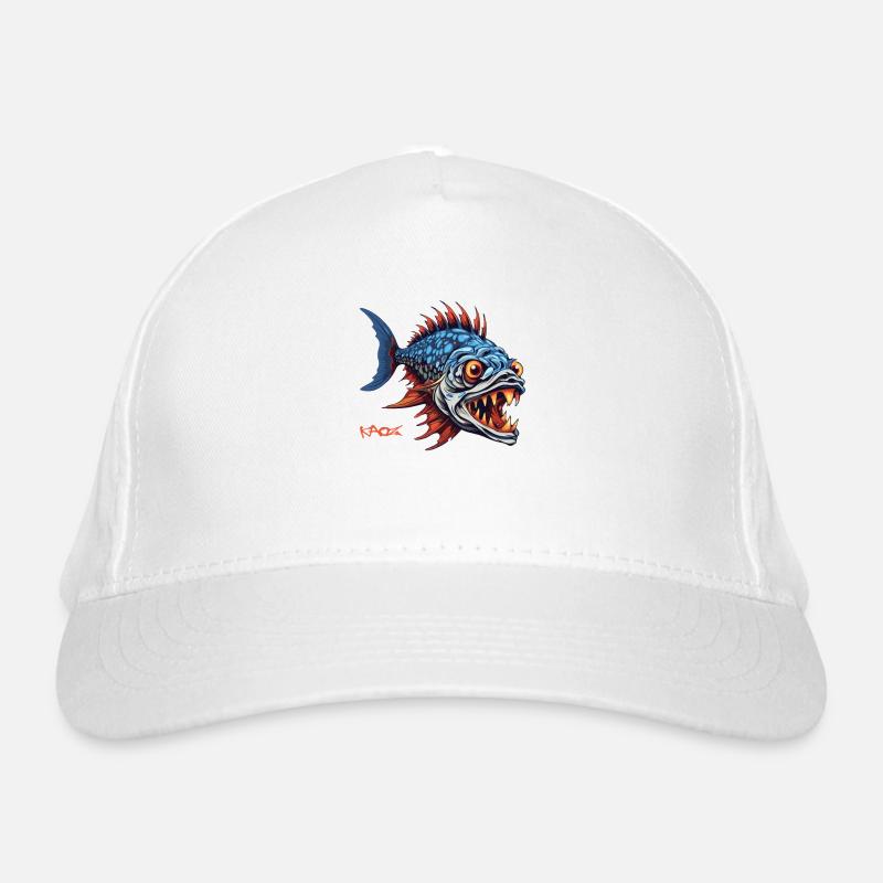 Jäger-Prädator-Fisch-Cartoon Bio-Baseballkappe