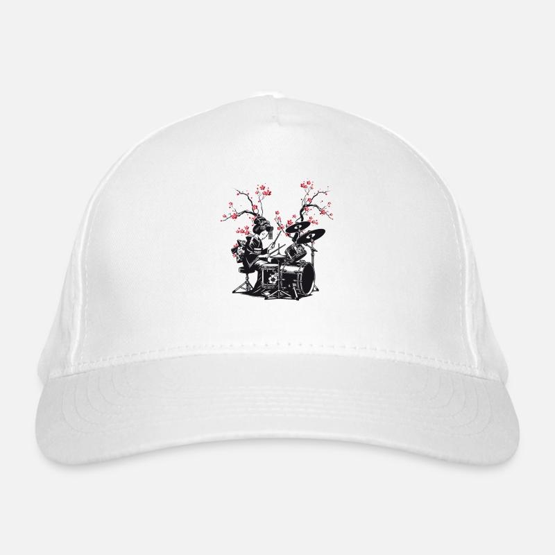 Drumming Sakura Geisha Organic Baseball Cap