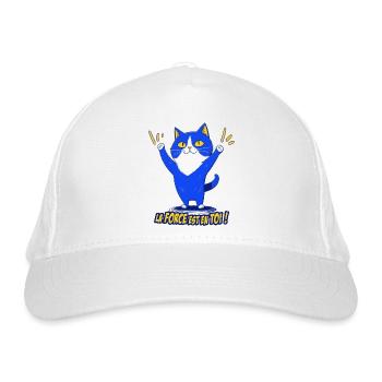 chat humour, la force est en toi ! - Casquette classique bio - blanc - Devant