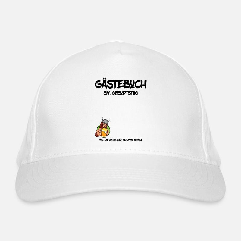 39. Geburtstag | Gästebuch Design - Bio-Baseballkappe - Weiß