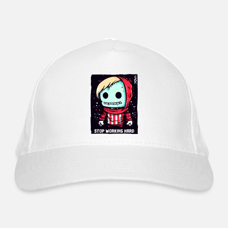 Stop the Hard Work: Cartoon Doll Organic Baseball Cap