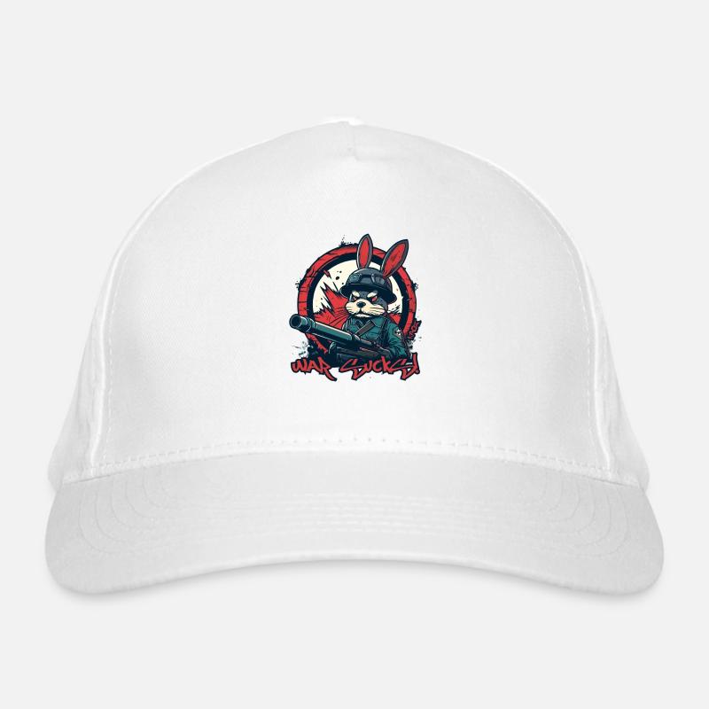 Soldier Bunny: War is crap Organic Baseball Cap