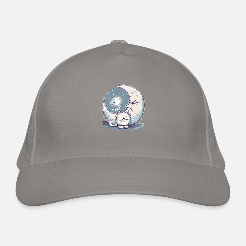 Sleeping uncomfortable cat and moon and sleep Organic Baseball Cap