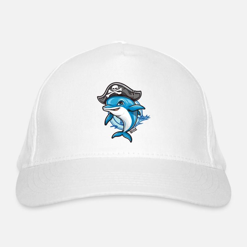 Pirate dauphin de dessin animé Casquette classique bio