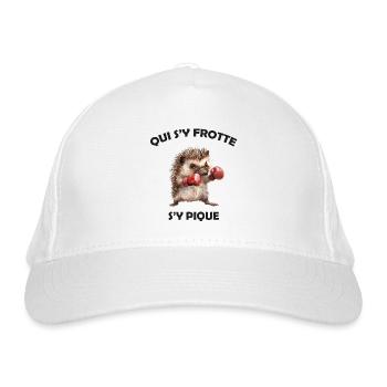 Qui s'y frotte s'y pique, hérisson boxeur Humour - Casquette classique bio - blanc - Devant