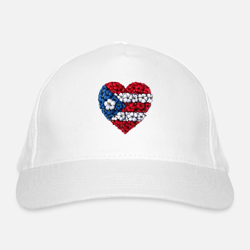 Puerto Rico Blumen Herz Bio-Baseballkappe