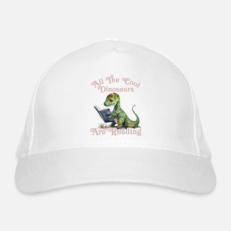 All Cool Dinosaur Reading Kids Organic Baseball Cap