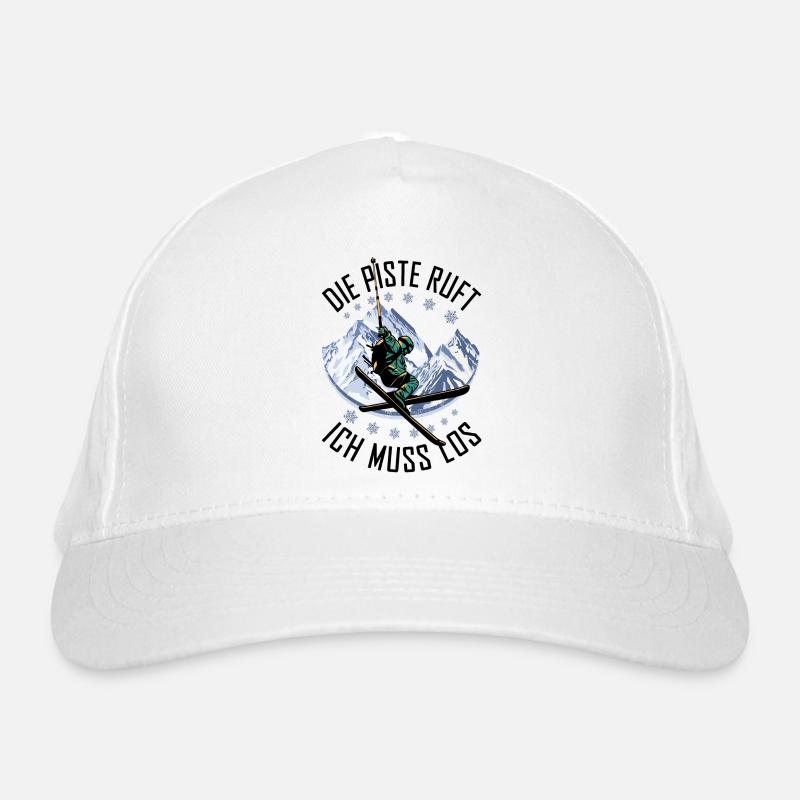 Die Piste ruft ich muss los - Bio-Baseballkappe - Weiß