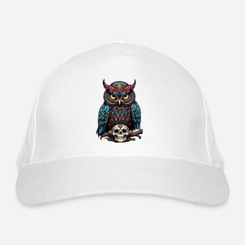 Hibou coloré décoratif avec crâne Casquette classique bio