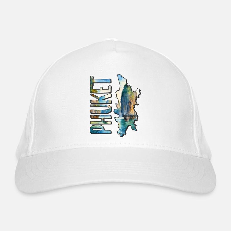 Watercolor Map Phuket Organic Baseball Cap