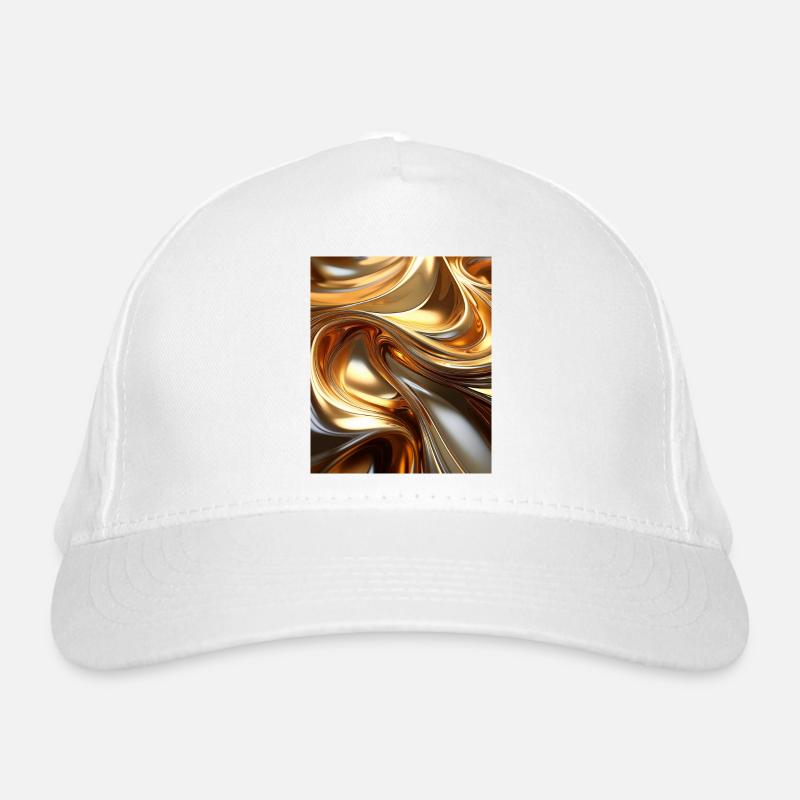 Golden Liquid Metal Waves – Modern Abstract Design Organic Baseball Cap
